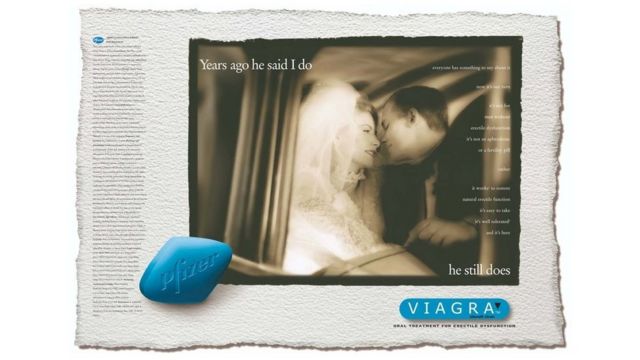 Ereksiyon sorunu için keşfedilen Viagra ilacının reklamlarından