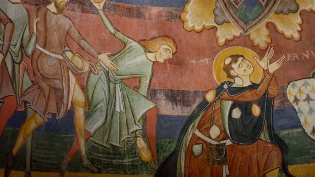 Mural ya St Stephen ndani ya Convent ya Benedictine ya St John, Switzerlan