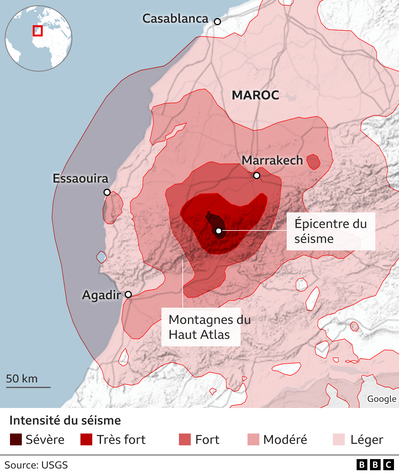 Tremblement De Terre Au Maroc Le Mouvement Cartographié Depuis Lespace Bbc News Afrique 