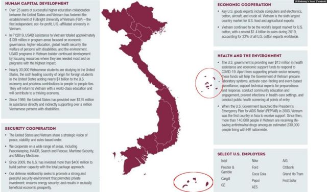 The map with the Hoang Sa and Truong Sa archipelagos was released by the US Embassy on September 9.