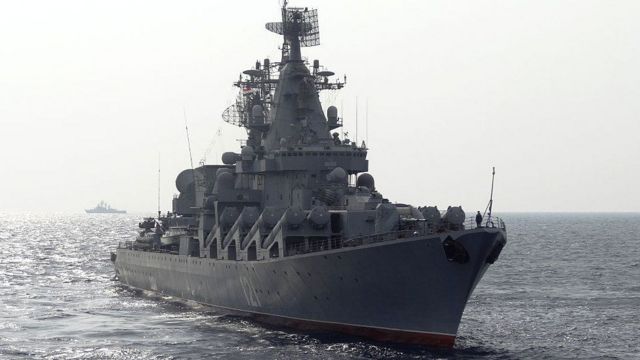 Moscow guided-missile cruiser  While on duty in the Mediterranean Sea