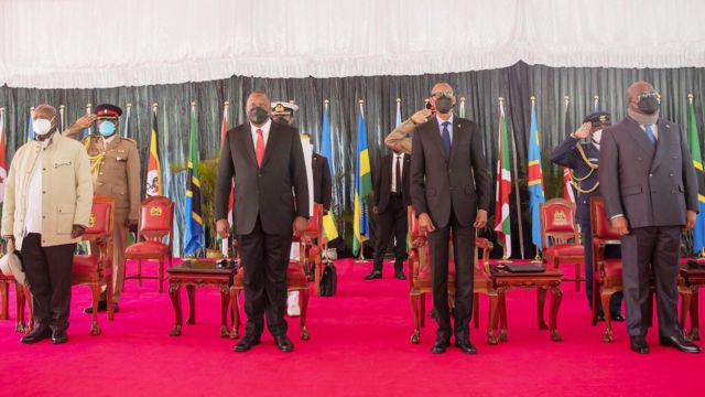 Ba Perezida Museveni, Kenyatta, Kagame na Tshisekedi muri Mata 2022 i Nairobi