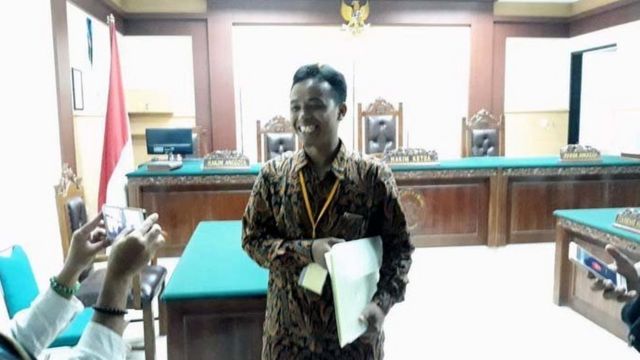 Ihsan Hadi setelah sidang selesai.