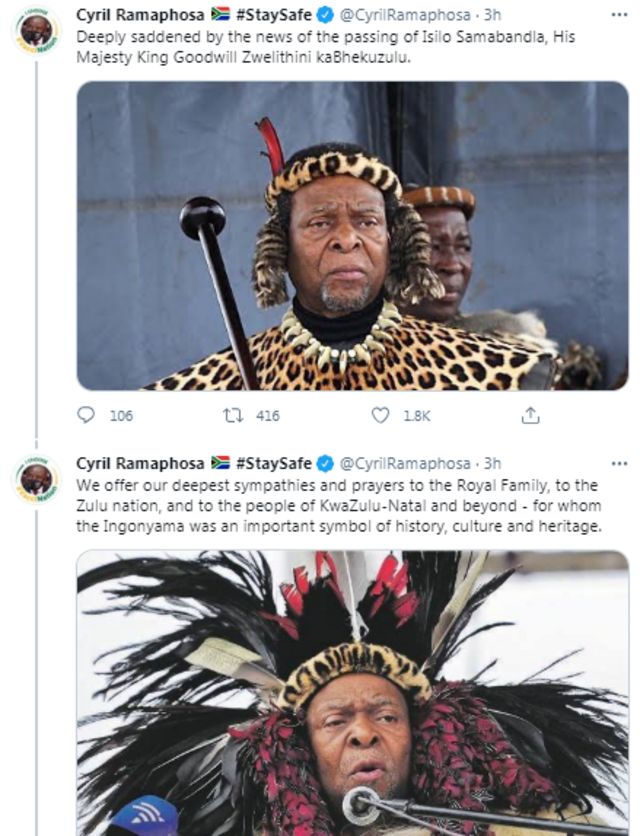 Zulu King Goodwill Zwelithini Dies South Africa Biggest Tribe Zulu Kingdom Leader Death c News Pidgin