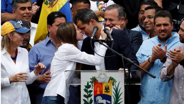 Guaidó durante su proclamación como presidente encargado de Venezuela.