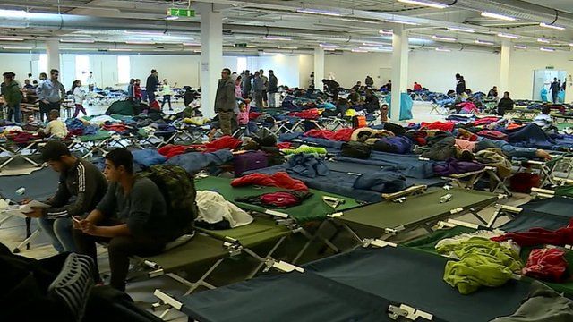 A warehouse in Germany is housing migrants