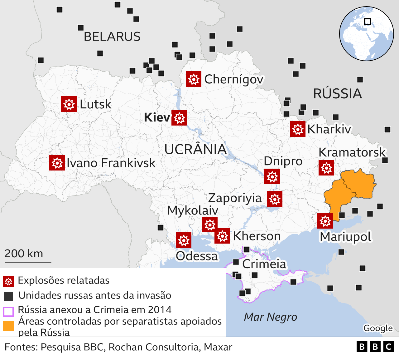 Guerra na Ucrânia: o ataque da Rússia em mapas - BBC News Brasil