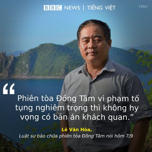 Luật sư Lê Văn Hòa nói với BBC về những vi phạm thủ tục tố tụng tại phiên tòa ngày 7/9.