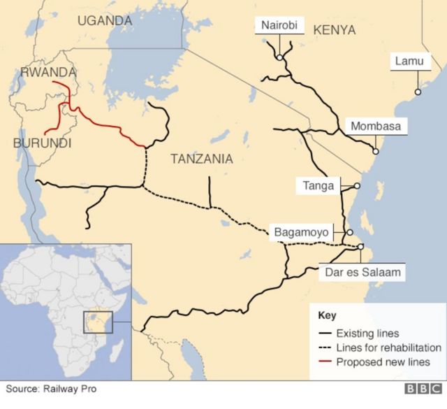 Ramani ya bandari zilizopo katika pwani ya Kenya na Tanzania