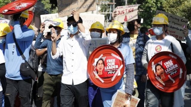 Yangon protest against coup - 10 February