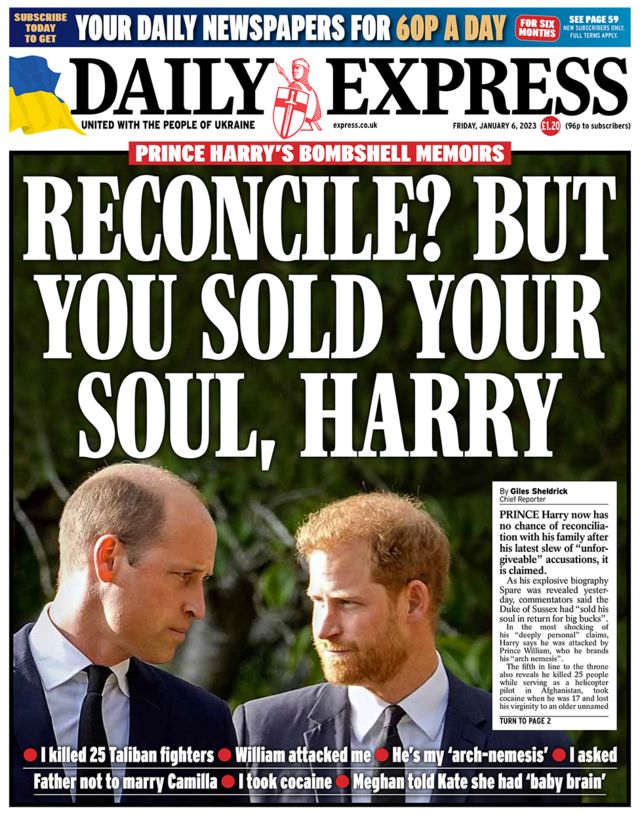 Front page of the Daily Express