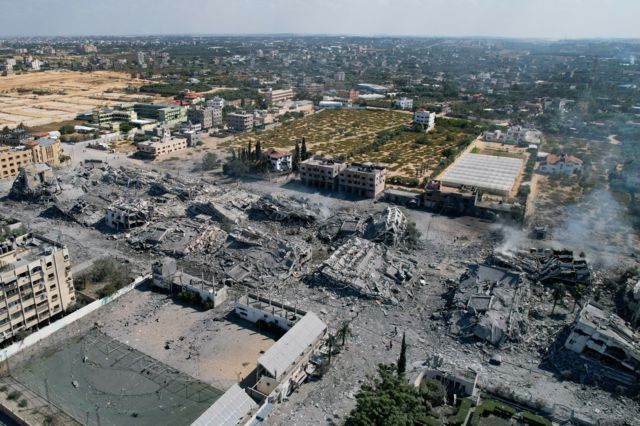 Os prdios destrudos no que j foi o bairro nobre de Gaza