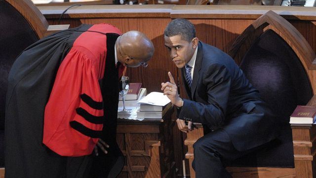 Raphael Warnock y Barack Obama en 2008.