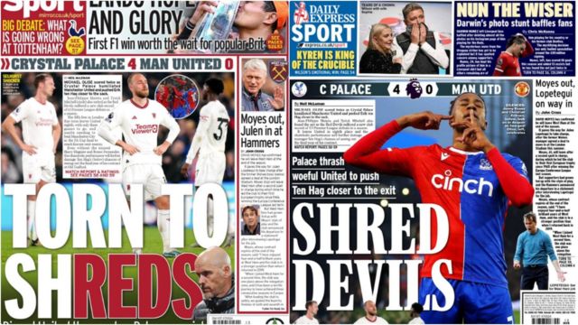 Tuesday's newspapers focus on Crystal Palace's hammering of Manchester United