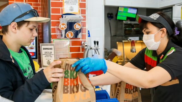 Sale of hamburgers in a Burger King store in Russia