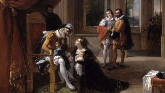 Inês de Castro pede misericórdia ao rei Afonso de Portugal