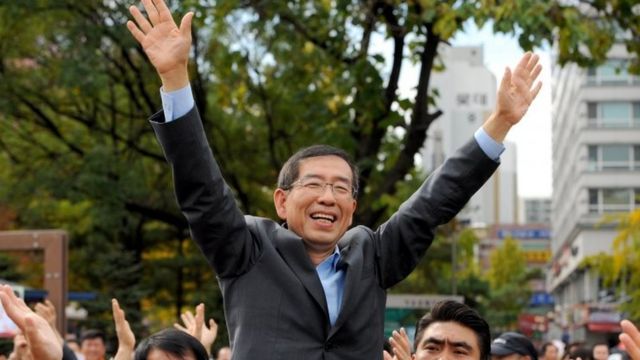 Mr Park at a rally before his first election 2011