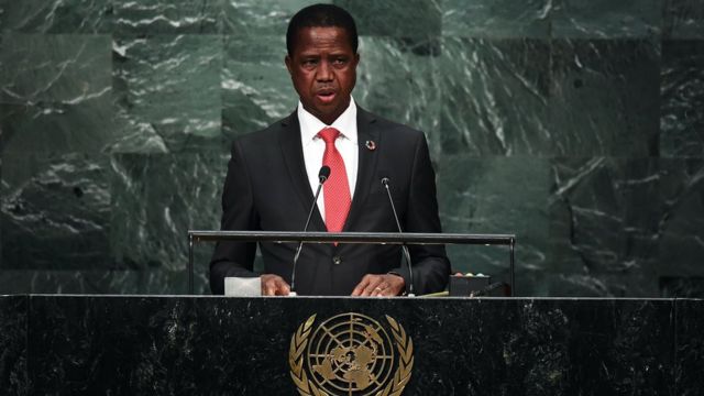 le président Zambien Edgard Lungu à la tribune des Nations-Unis