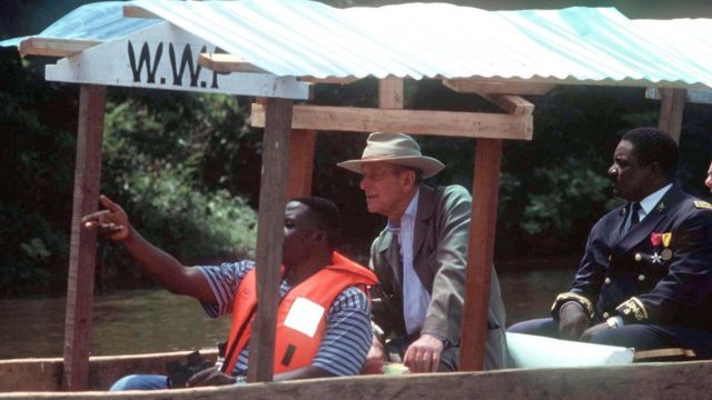 The Duke on a tour of Cameroon and Gabon in 1999