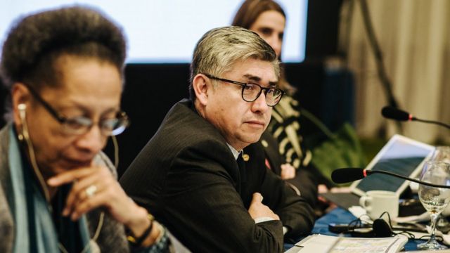 Commissioner Joel Hernandez chairs a public hearing of the Inter-American Commission on Human Rights in Quito (Ecuador)