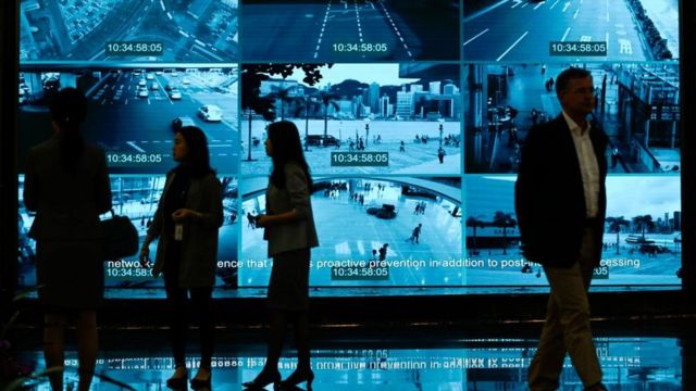 Journalists during a visit to Huawei's state-of-the-art cybersecurity facilities in March 2019