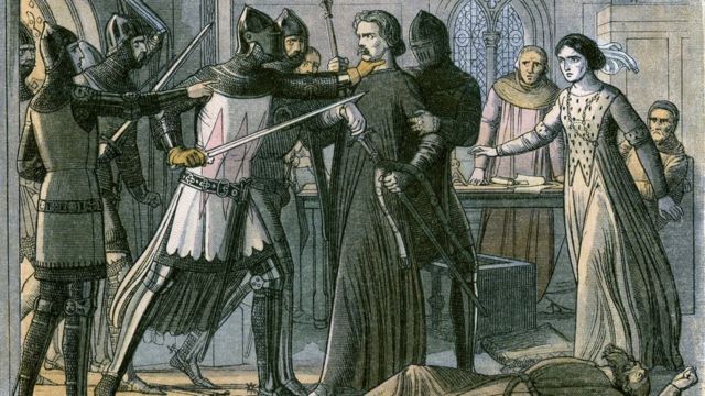 Эдуард III арестовывает любовника своей матери Роджера Мортимера. Литография 1864 года.