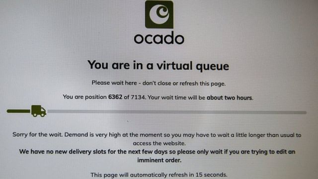 "Ваше место в виртуальной очереди - 6362 из 7134", - оповещает сайт Ocado