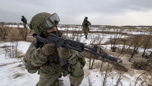 Russian soldier during training