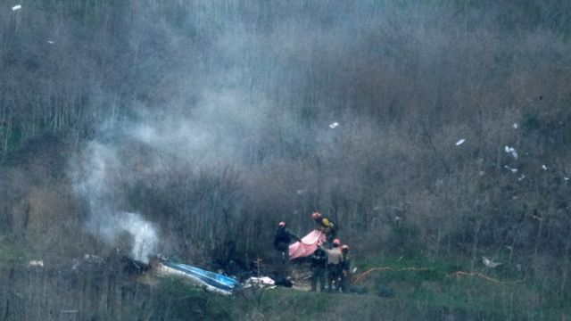 Imagen aérea del accidente en el que murieron Kobe Bryant, su hija Gianna y otras 7 personas
