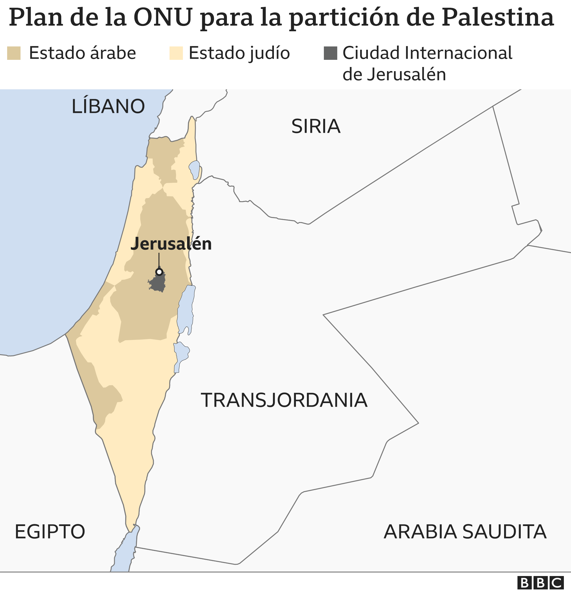 Mapa 2: Plan de la ONU para la partición de Palestina