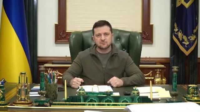 President Volodymyr Zelensky in a speech on March 8