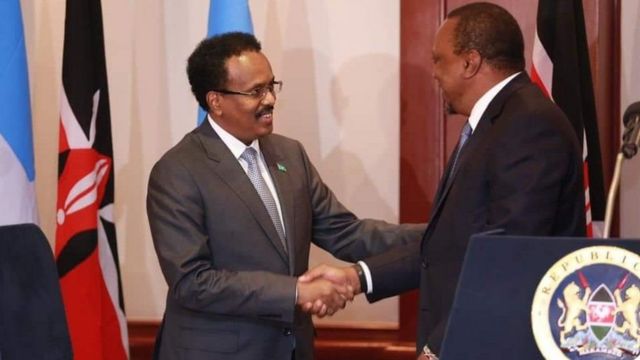 Madaxwayne farmaajo iyo dhigiisa Kenya Uhuru Kenyatta