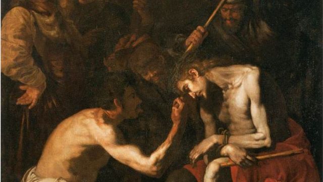 Quadro do século 17, de autor desconhecido, mostra Jesus sendo provocado pouco antes da crucificação