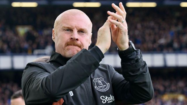 Everton boss Sean Dyche applauds the fans