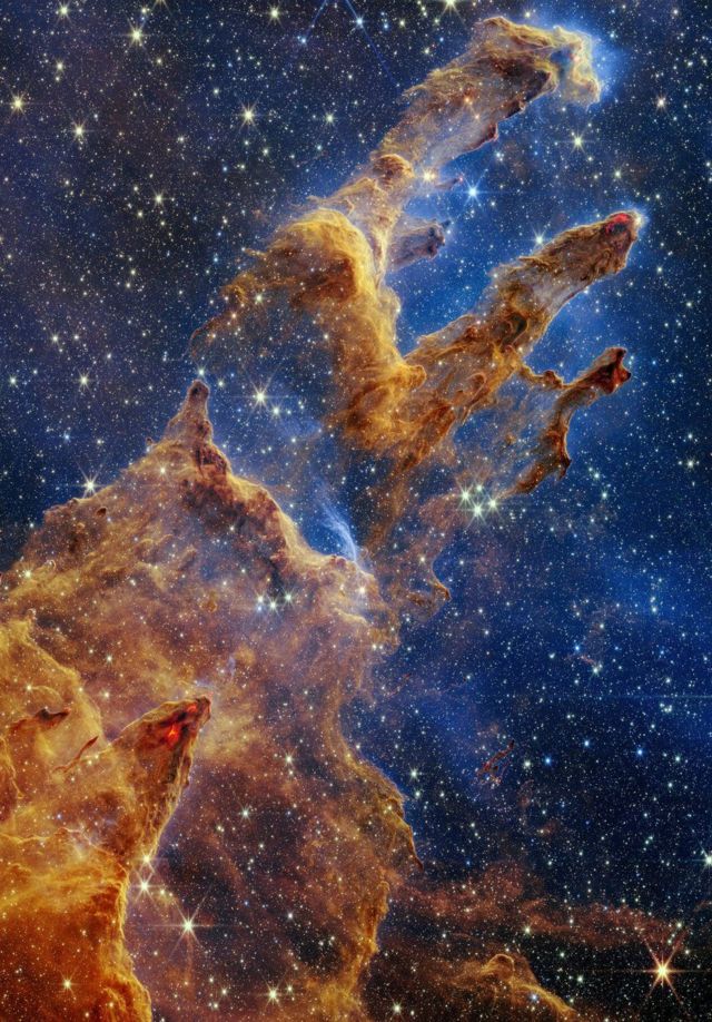 Pillars are cold and dense clouds of hydrogen and dust
