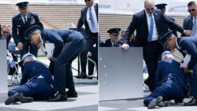 கால் இடறி கீழே விழுந்த அதிபர்