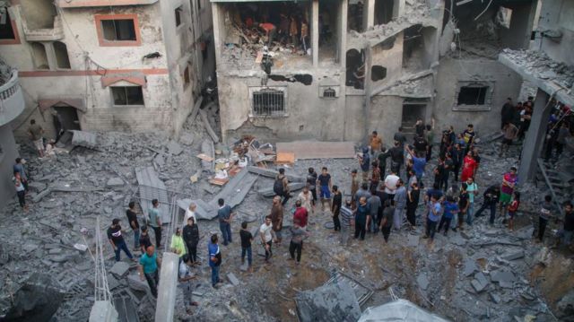 Un edificios atacado en Gaza