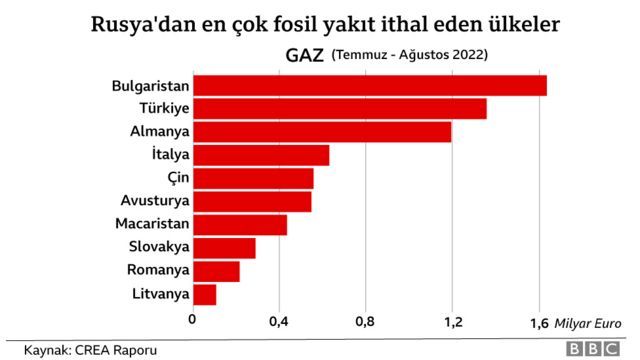 Rusya'dan en çok doğalgaz alan ülkeler