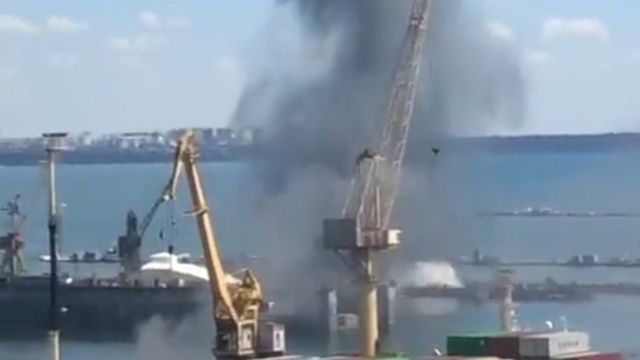 Fire in port
