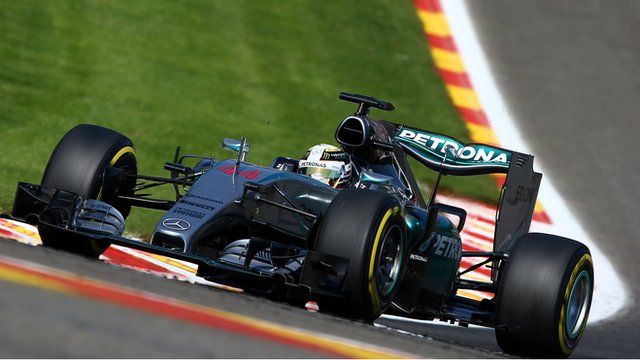 Lewis Hamilton drives at Spa-Francorchamps