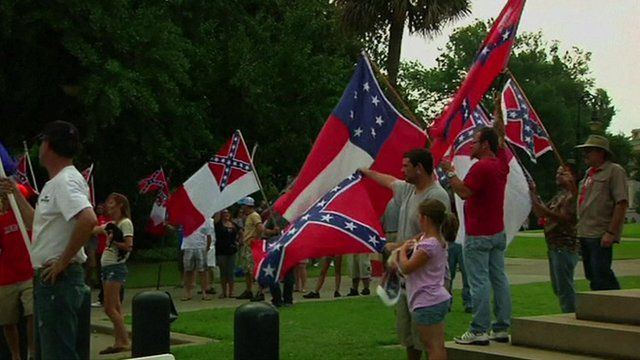 Supporters displaying the Confederate flag