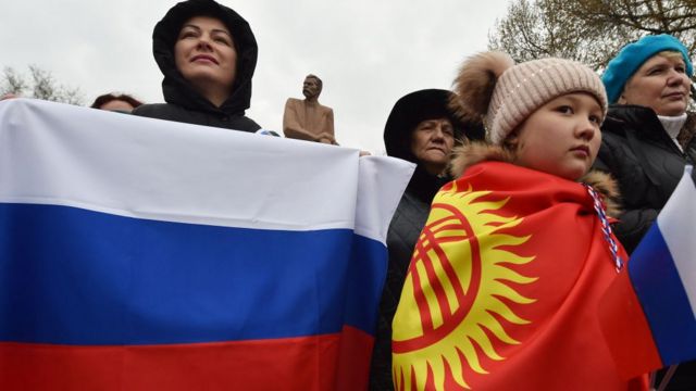 Акция в поддержку России в Бишкеке 22 марта