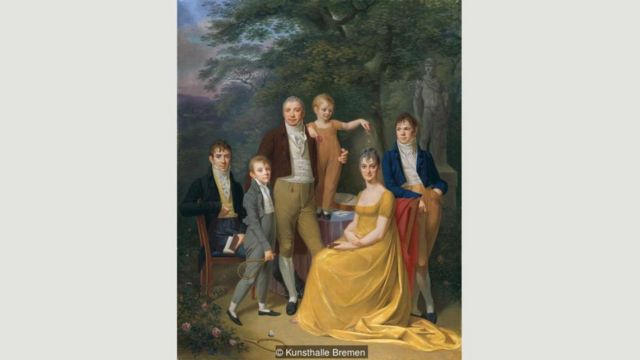 Tranh chân dung gia đình của Carl Friedrich Demiani từ năm 1806 có vẻ thể hiện sự tự do với khi người ta cưới vì yêu nhau