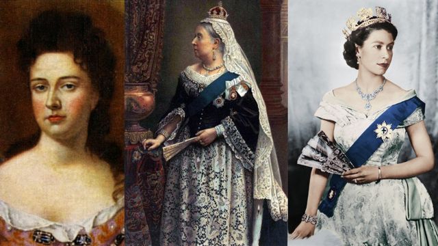 De izq. a der.: Ana, Victoria, Isabel II.