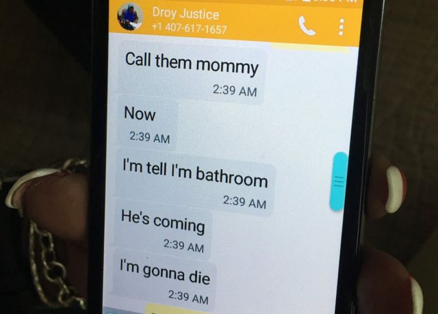 Texts from Eddie Justice to his mother