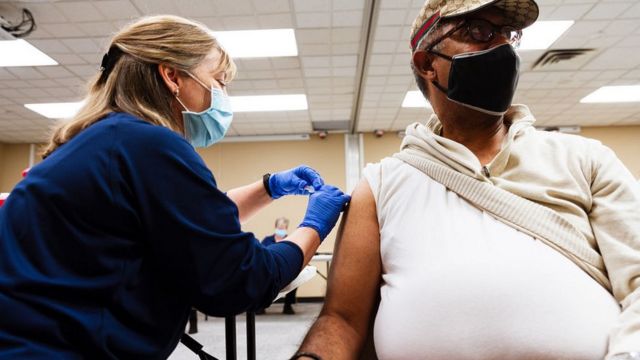 Vaccine is administered at the Louisville Urban League on January 20, 2021 in Louisville, Kentucky