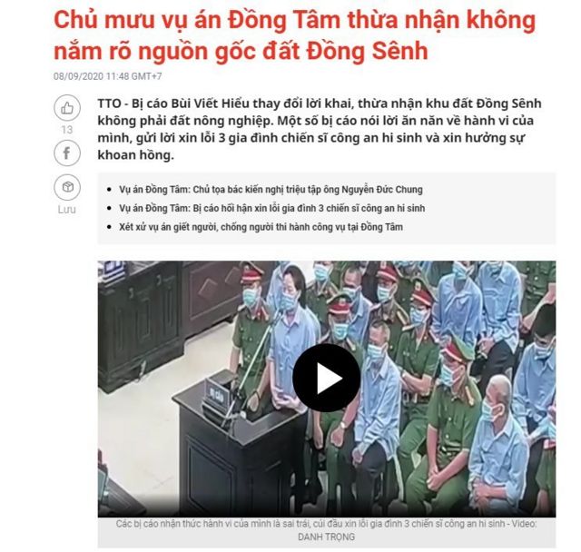 The main Vietnamese press is said to have partial coverage of the trial.