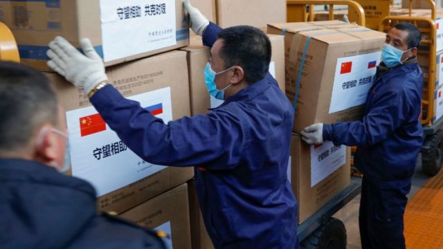 A shipment of China medical supplies to Russia