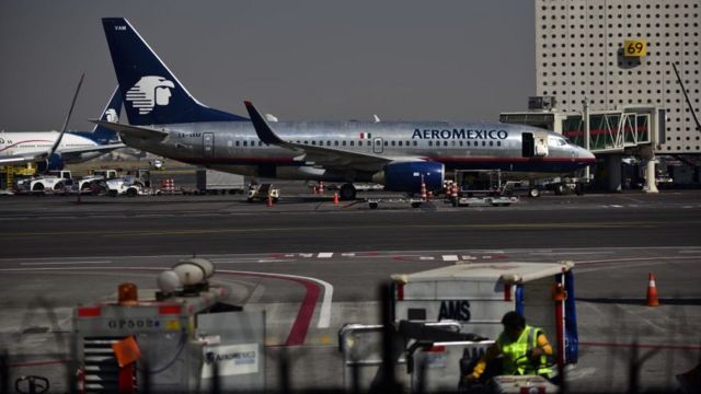 Un avión de Aeroméxico en Ciudad de México