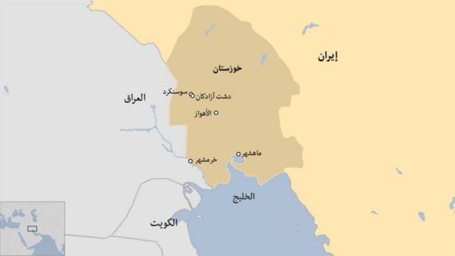 خريطة توضح جغرافيا خوزستان